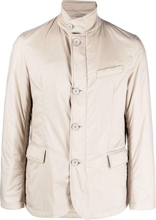 Herno padded single-breasted jacket - men - Polyamide/Polyurethane/Polyurethane/Polyester/Polyamide - 50 - Neutrals