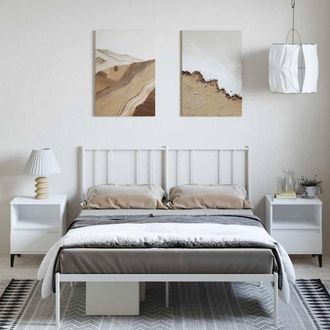 Berkfield Home Metal Bed Frame with Headboard White 135x190 cm Double
