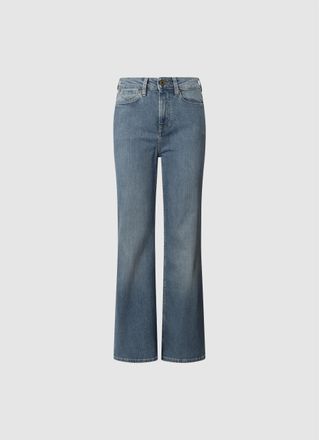 Pepe Jeans London 5-Pocket-Jeans PEPE JEANS FLARE HW WILLA, Damen, Gr. 25, L&auml;nge 32, blau (dirty mid blau), Denim/Jeans, Obermaterial: 99% Baumwolle, 1% Elasthan, ausge