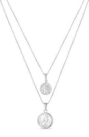 Sphera Milano Set of 2 Rhodium Plated Sterling Silver Coin Pendant Necklaces at Nordstrom Rack