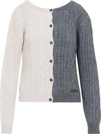 Moschino Womens Bicolor Cardigan - Light Grey Wool - Size EU 42 (Womens)