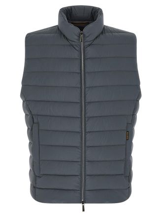 Moorer Blue Quilted Mock Collar Vest
