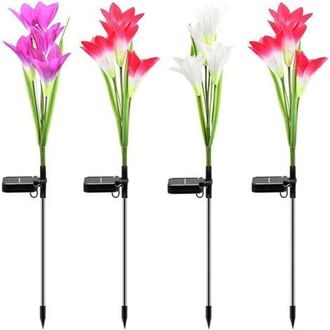 OEM Luces Solares Para Exteriores Con Cambio De Color Y 16 Grandes Flores De Lirio Solares, Resistentes Al Agua Ip65, Para Jard&iacute;n, Patio, Entrada De Veh&iacute;c