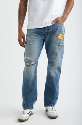 Billionaire Boys Club BB Geo Ripped Embroidered Jeans in Astra at Nordstrom, Size 30