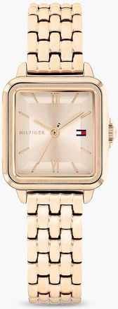 Tommy Hilfiger Womens 24MM Rectangle Dial Dress Watch - Rose Gold