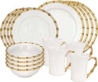 Juliska Bamboo Ceramic 16-Piece Dinnerware Set in Bamboo Natural at Nordstrom