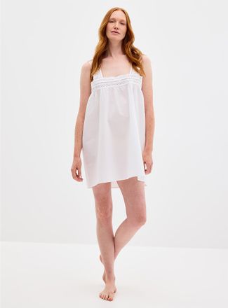 Miiyu Womens Broderie anglaise trim poplin nightie