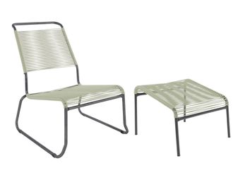 Schubiger M&ouml;bel Spaghetti-Kufen-Lounger-Hochlehner + Hocker S&auml;ntis