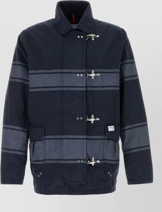 Fay cotton jacket high collar checked pattern pockets