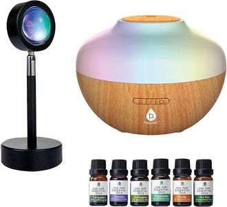 Pursonic Sunset Projector Table Lamp with Essential Oil Aroma Diffuser