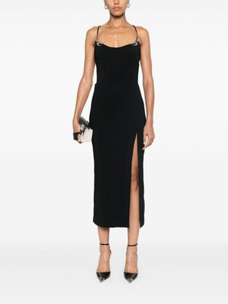 MUGLER Womens Ro1628 Midi Dress - Black Elastane - Size EU 38 (Womens)