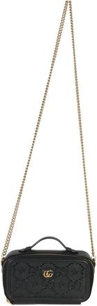 Gucci Black Leather Gg Star Embossed Mini Gg Chain Bag (Authentic Pre-Loved)