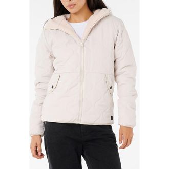 Rip Curl Anti-Series Anoeta Classic Quilted Hooded Jacket in Moonbeam at Nordstrom, Size X-Small