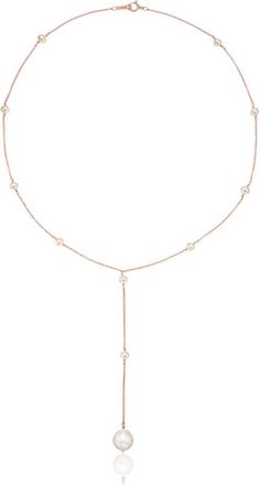 Lily & Roo Rose Gold Multi Pearl Lariat Necklace