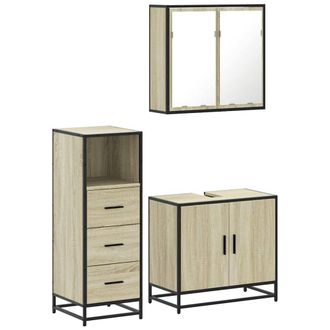 Berkfield Home 3 Piece Bathroom Furniture Set Sonoma Oak Engineered Wood in Brown