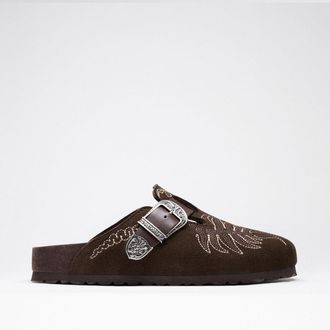 Birkenstock Etro Boston Embroidery Leve Chocolate Exq