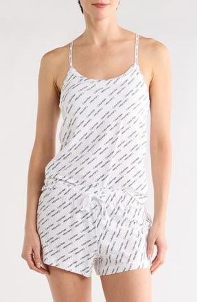 Calvin Klein Stretch Cotton Camisole & Shorts Pajamas in Diagonal Logo Hearts at Nordstrom Rack, Size X-Large