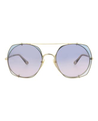 Chlo&eacute; Square-Frame Metal Sunglasses