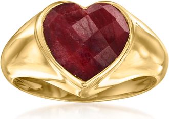 Ross-Simons Ruby Heart Ring in 18kt Gold Over Sterling