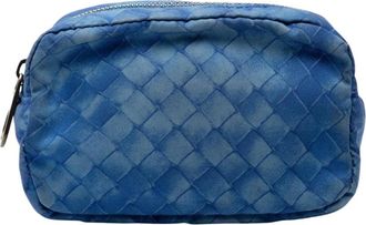 Bottega Veneta Pre-owned Clutches, female, Blue, Size: ONE SIZE Pre-owned Woven Cosmetic Pouch