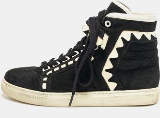 Sophia Webster Monochrome Suede And Patent Leather Riko High Top Sneakers
