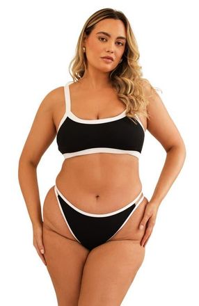 Dippin' Daisy's Swimwear Cyrus Double Strap Bikini Bottom in Black Rib at Nordstrom, Size Medium