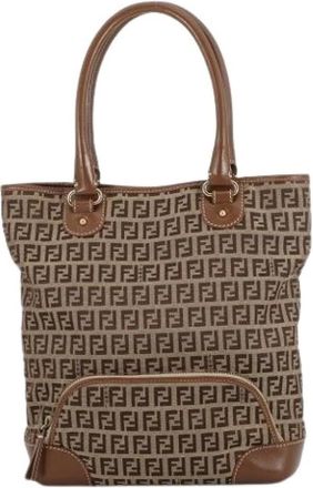 Fendi Pre-owned Tote Bags, female, Brown, Size: ONE SIZE Pre-owned Vintage Zucchino Tote Bag