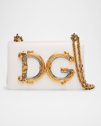 Dolce & Gabbana DG Girls Barocco Large Leather Crossbody Bag