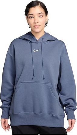 Nike Sportswear Phoenix Fleece Oversized Pullover Hoodie Womens Sweatshirt World Indigo/Sail : 2XL (US 20-22), Cotton/Polyester