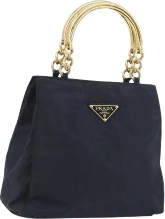 Prada Pre-owned Vintage Nylon Hand Bag - Dames - Vintage Handtas - Blauw - ONE Size - Nylon - Vintage