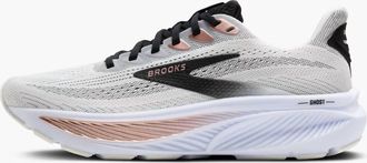 Brooks Womens Ghost 17 Running Shoes In White/black/rose