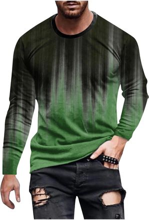 Generic Mens Long Sleeve T-Shirt - Gradient Round Neck Shirt Summer Casual T-Shirt (UK, Alpha, XL, Regular, Regular, 1)