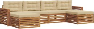 vidaXL Conjunto De Sof&aacute;s De Exterior 6 Uds. Natural Y Beige Vidaxl