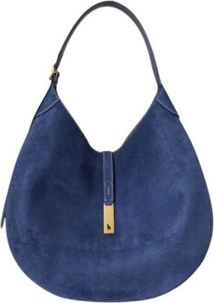 Polo Ralph Lauren Ruiterstijl Su&egrave;de Schoudertas - Dames - Handtassen - Blauw - ONE Size - Su&egrave;de - Tassen
