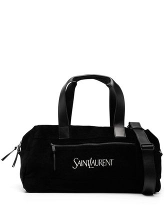 Saint Laurent large jacquard duffle bag - Black