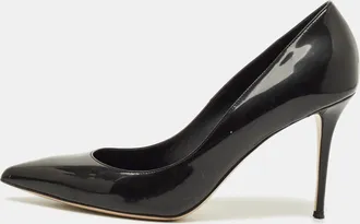 Le Silla Size 40 Black Patent Leather Pointed Toe Pumps