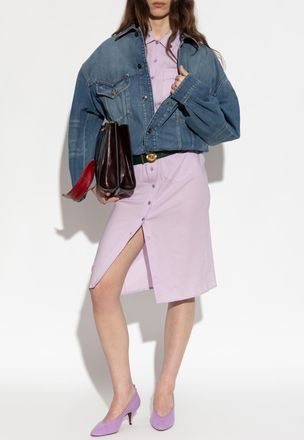 Versace Dress With Pockets, Womens, Purple