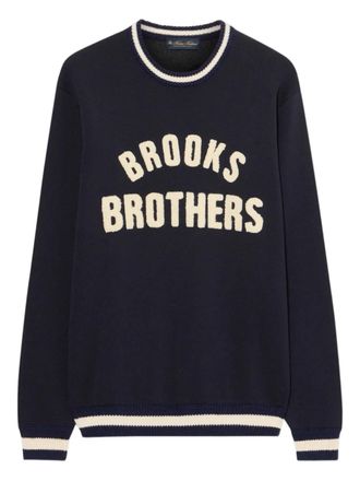 Brooks Brothers Felpa con logo ricamato e orli a coste - Blu
