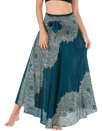 Feoya Summer Boho Long Skirts for Women 2 in 1 Skirt for Summer Beach