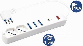 Trade Shop Trade Shop - Multipres 7 In 1 Usb A + C + 3 Paymentos + 2 Schuko/eu Cavo 1.5mt 80080