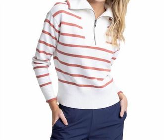Southern Tide Maizy Quarter Zip Sweater In Dusty Coral