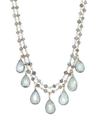 Rachel Reinhardt Jewelry 14K Over Silver Gemstone Drop Necklace