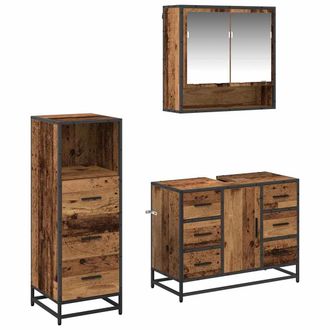 vidaXL Juego De Muebles De Ba&ntilde;o 3 Pcs Madera Vieja 80 X 33 X 60 Cm Vidaxl