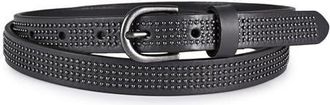 OLD TREND Stud Genuine Leather Slim Studded Everyday Belt in Grey at Nordstrom, Size Medium