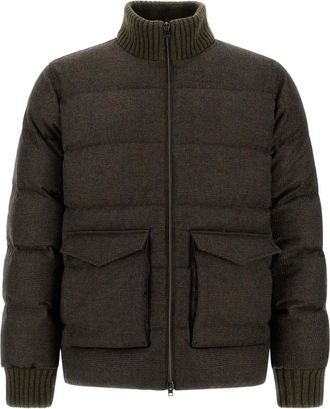 Herno check-pattern quilted jacket - men - Wool/Cashmere/Polyamide/Down/Feather - 52 - Green