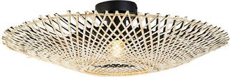 QAZQA Qazqa - Oriental Lámpara de techo oriental de bambú 50 cm - Rina Bambú /Acero Redonda Adecuado para led Max. 1 x 60 Watt