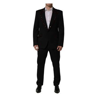 Dolce & Gabbana Crystal Embellished 2 Piece Suit - male - Dolce & Gabbana - Single Breasted Suits - Black - 2XL - Suits