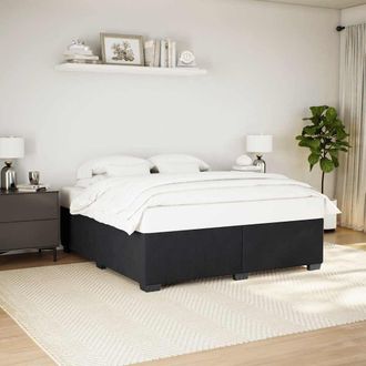 Berkfield Home Bed Frame without Mattress Black&not;Super King Velvet in Black | Size: Super King