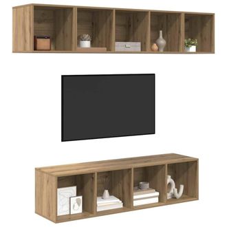 Berkfield Home Modern 4 pcs Artisan oak 37 x 37 x 142.5 cm Engineered wood in Brown