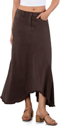 Wash Lab Denim Selma Pieced Asymmetric Denim Maxi Skirt in Chocolate Brown at Nordstrom, Size 25